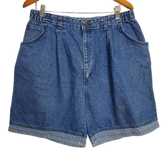 Bristol Blues Jean Shorts Mens Size 40 Vintage 90s Fold Over Cuffs Dad Denim - Picture 1 of 9